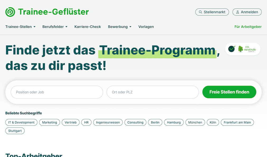 Homepage Trainee-Geflüster